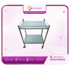 XE ĐẨY INOX 2 TẦNG KHÔNG HỘC 40 X 60